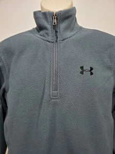 NEW Mens Under Armour Blue Offgrid Cold Fleece Pullover hoodie Small Embroider - Picture 1 of 4