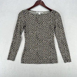 Diane Von Furstenberg Top Womens P Shirt Black Spotted Print Silk Blend Designer - Picture 1 of 12