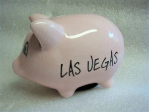 TINY LAS VEGAS PINK PIGGY BANK - Picture 1 of 5