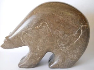 Enorme nativo americano. Escultura fetiche de oso de piedra pulida tallada 11" firmada 35 lb. - Imagen 1 de 24