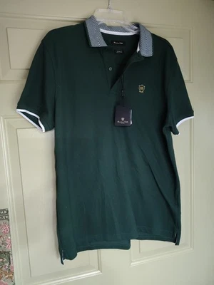 Camisa polo de golf Massimo Dutti verde manga corta cuello botón talla XL para hombre Foto 1 de 4