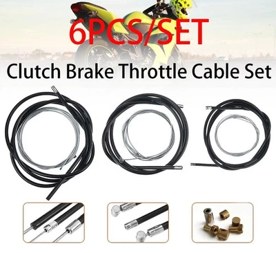 6Pcs/Set Motorcycle Clutch/Brake/Throttle Cable Kit Universal Durable Steel Wire - Image 1 of 4