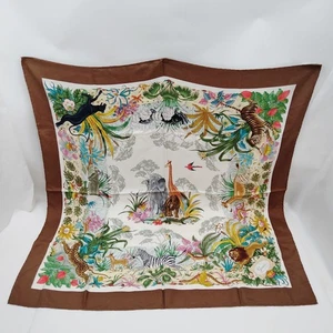 NO TARIFF Gucci Scarf Browns Whites Silk % 2882655 - Picture 1 of 10