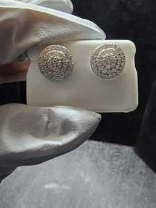 925 silver round 0.75ct Moissanite 10.9 mm screw back earrings - Picture 1 of 2