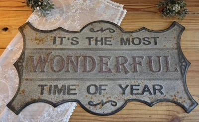 Letrero de metal colgante de colección reproducción ES LA ÉPOCA MÁS MARAVILLOSA DEL AÑO XLg Foto 1 de 4