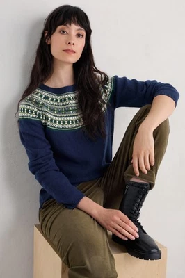 Seasalt Women's Regular Buck's Horn Jumper Bedstone Sea Cave Mix - Image 1 of 4