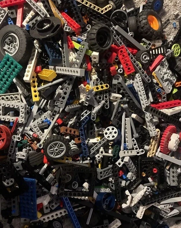 LEGO Lote a granel 1 libra libras ejes técnicos ladrillos engranajes pasadores brazos de elevación neumáticos Foto 1 de 1