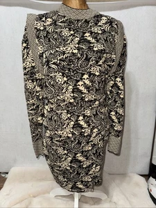 Vestido Zara Jacquard Imitación Envolvente Tejido Tostado Negro Grande - Imagen 1 de 9