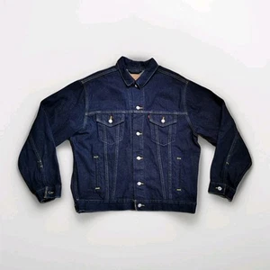 Vtg Levi's Trucker Dark Blue Denim Jean Jacket Size Large 70507-0312 Made In USA - Picture 1 of 10