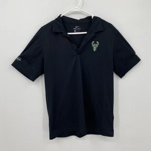 Polo Nike Milwaukee Bucks NBA manica corta Dri Fit tinta unita nera taglia M uomo - Foto 1 di 9
