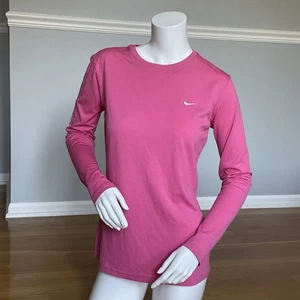 Nike Dri-FIT Long Sleeve Training Shirt Women’s Size M Pink Lightweight Active - Picture 1 of 11