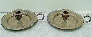 2 Silver Plated  Candle Holders with Finger Hold   **  Oneida  **    - Picture 1 of 1