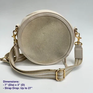 Universal Thread Canteen-Style Crossbody Purse Canvas/Faux Leather 7" Dia Beige - Picture 1 of 11