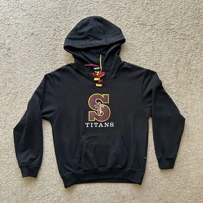 Sudadera Sheehan Titans Para Hombres Pequeña Spellout Sudadera con Capucha Negra Polar Banderín Foto 1 de 4