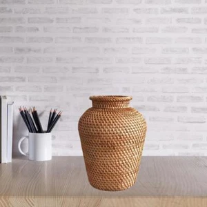 Retro Rattan Woven Vase Plant Holder for Dried Flower Pot Indoor Planters - Picture 1 of 7