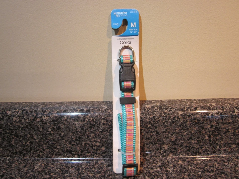 Master Paws 可调尼龙狗项圈中号 14-20 码全新 — 第 1/4 张图片