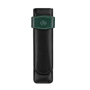 Pelikan TG21 / TG22 Leather Case in Black or Black-Green for 2 Pens - Picture 1 of 2