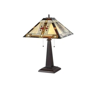 Stained Glass Table Desk Lamp Tiffany Style with Mission Design 16" Shade - Picture 1 of 3
