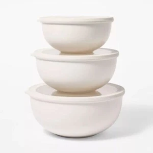 Set of 3 Plastic Mixing Bowl Set with Lids - Figmint™ - Picture 1 of 5