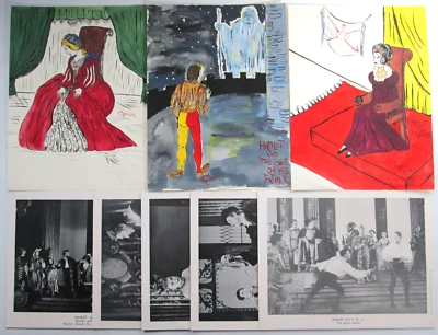 3 Acuarelas Amatuer Disfraces Hamlet con 5 Tarjetas Diseño Escena Años 60 por Ruth Foto 1 de 4