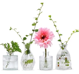 (4)Glass Bud Vases Set Small Flower Vases Wedding Centerpiece Table Decorations - Picture 1 of 8