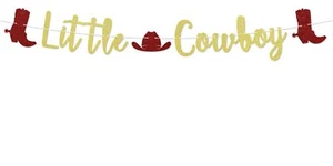 Little Cowboy Banner - Western Baby Shower Decorations Boys 1st Birthday Part... - Picture 1 of 1
