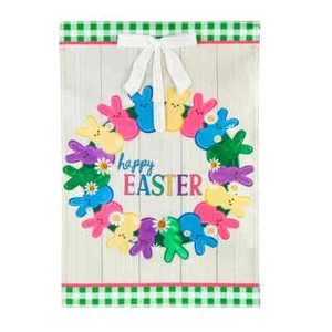 Easter Colorful Bunny Wreath Garden Applique Flag 12.5" x 18" Evergreen - Picture 1 of 1