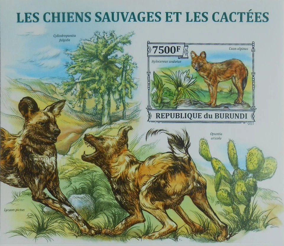 Wild dogs & Cactus dhole fauna Burundi s/s Sc.1407 MNH #BUR13320b IMPERF - Image 1 of 1