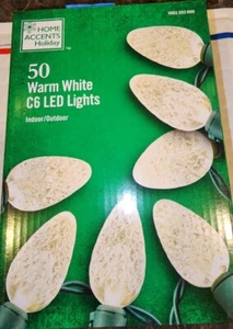 NEW! Home Accents Holiday 50 Warm White Faceted C6 LED Lights - FREE SHIP! - Picture 1 of 5