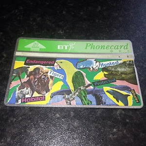 BRITISH TELECOM PHONECARD BT PHONE CARD Rare Endangered Species Animals 20 Units - Picture 1 of 3