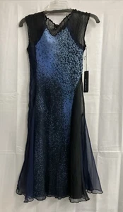 Komarov Sleeveless Sheer Crinkle Blue Black Dress Size XS New With Tag - Picture 1 of 18