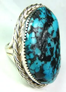 WEB KINGMAN Türkis Silber Ring Navajo Indianer signiert DHW 1,75" Größe 7 - Bild 1 von 12