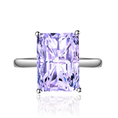 Anillo rectangular de 8 mm de cobre circonita cúbica tamaño 6-12 de compromiso boda regalo de Navidad EE. UU. Foto 1 de 4