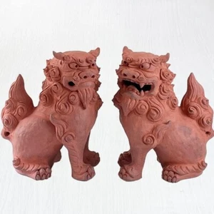 Okinawa Shisa Wächterhund Paar Keramik handformende Figur 26 cm Made in Japan - Bild 1 von 7