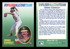 1989 Fleer All-Stars MLB Baseball #4 Dennis Eckersley - Oakland Athletics
