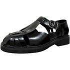 Mens Round Toe Flats Slippers Buckle Leather Sandals Casual Roman Fisherman New