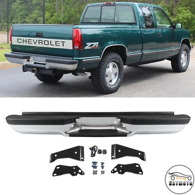 Chrome Complete Rear Bumper for 88-2000 Chevy Silverado GMC Sierra C/K 1500 2500 - Image 1 of 4