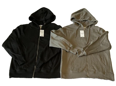 Sws Active 全拉链连帽衫男式 S 码黑色灰色抽绳口袋 2 连帽衫 — 第 1/4 张图片