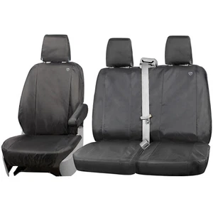 CUBIERTA DE ASIENTO DE FURGONETA NEGRA DE ALTA RESISTENCIA TOTALMENTE A MEDIDA para Ford Transit 2014 en - Imagen 1 de 12