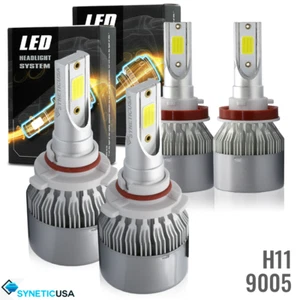 Syneticusa 9005 & H11 Combo High Low Beam 6000K White LED Headlight Bulbs Kit - Picture 1 of 8
