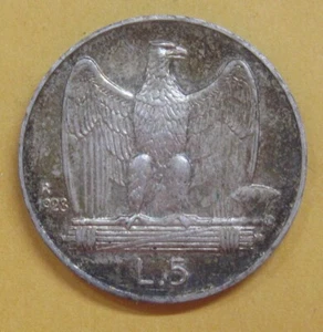 1928 R Italien 5 Lire Silber Weltmünze Schaut mal rein - Bild 1 von 2