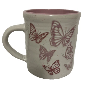 Global Designs Connections Розовая Бабочка Керамическая Кофейная Кружка Бабочка Поцелуи - Изображение 1 из 4