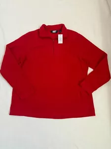 Nuevo Para Mujer Lands End Rojo Polar 1/4 Cremallera Oeko Tex Sudadera Suéter Pullover L - Imagen 1 de 5