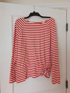 Women's Orange & White Striped Long Sleeve Crew Neck Shirt XXL - Anxiety themed - Picture 1 of 5