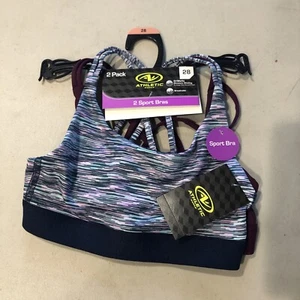 Athletic Works 2 Pack Girl's Maroon and Multi-colored Bra Size 28 - NWT - Picture 1 of 2