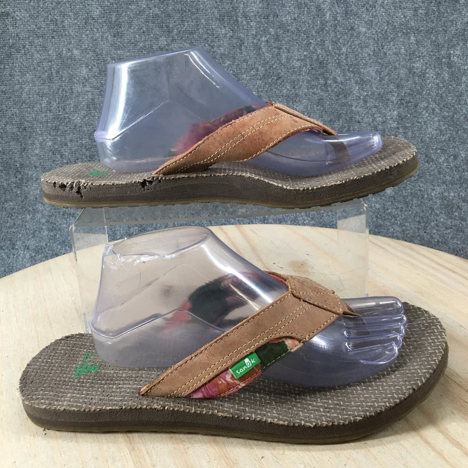 Sandalias Sanuk para mujer 11 informales chanclas planas cómodas cuero marrón sin cordones Foto 1 de 4