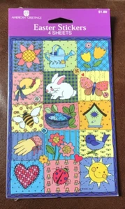 VINTAGE AMERICAN GREETINGS EASTER SPRINGTIME PATCHWORK WITH 4 STICKER SHEETS * - Picture 1 of 1