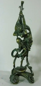  Bailarina de bronce con pipa laúd de 4 cuerdas Tíbet Nepal alrededor de 1900 - Imagen 1 de 8