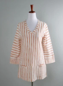 SOFT SURROUNDINGS NWT $89 Briza Stripe Tunic Top in Coral Size Small Petite - Picture 1 of 6
