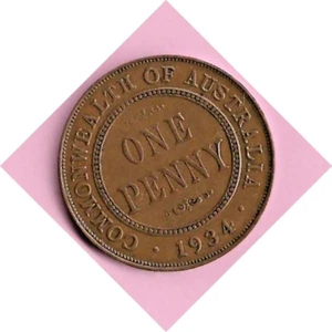 AUSTRALIA - 1934 REY GEORGE V UN CENTAVO 1d - Imagen 1 de 2